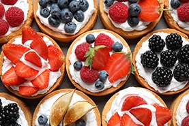 Pâtisseries, tartelettes aux fruits